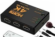3 input to 1 output HDMI switcher, 4K Ultra HD 1080P 3 Port HDMI Switch Amplifier Selector Splitter Hub with Remote Control