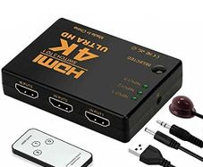 3 input to 1 output HDMI switcher, 4K Ultra HD 1080P 3 Port HDMI Switch Amplifier Selector Splitter Hub with Remote Control