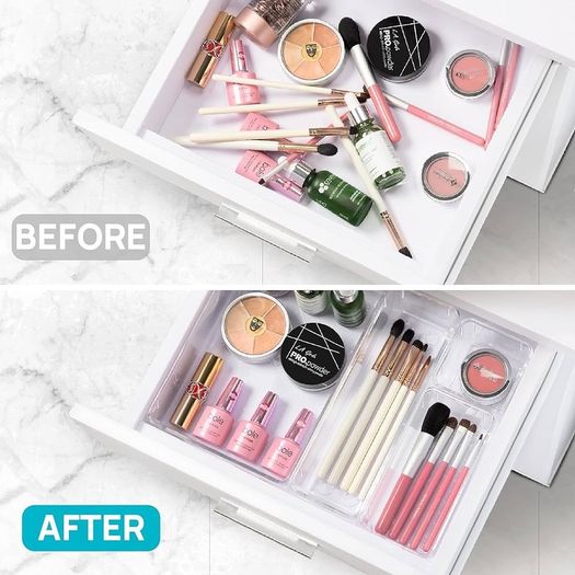 NEW SALE |  25 Pack Desk Drawer Organiser with 4 Size Makeup/Fridge Organiser, Plastic Storage Drawers for Kitchen, Bedroom, Office, Utensils