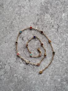 Official Taylor Swift Necklace Gold Tone Chain with Multicolour Stones