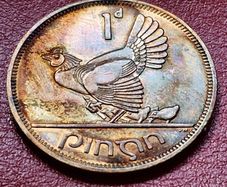 Ireland 1968 1d Penny Beautiful Uncirculated with Amazing Rainbow Toning