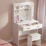 Dressing Table with Mirror and Stool: Vanity-Desk with Mirror and Drawers - Makeup Desk with Jewellery Storage, 3 Color Light & Brightness Adjustable for Bedroom Image 8