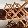 Vintage Wooden Accordion 8 Bottle Wine Rack Brass Rivets Countertop Wood Rustic Cottagecore Old Country Farmhouse Image 8