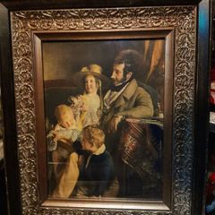 Stunning antique oleoghraph in heavy frame,family portrait of Rudolf von Arthaber