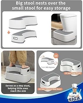 Toilet Stool Squat Adult, Bathroom Stool Heavy Duty, Anti Slip Toilet Step for Bathroom, Toddler Step for Kids
