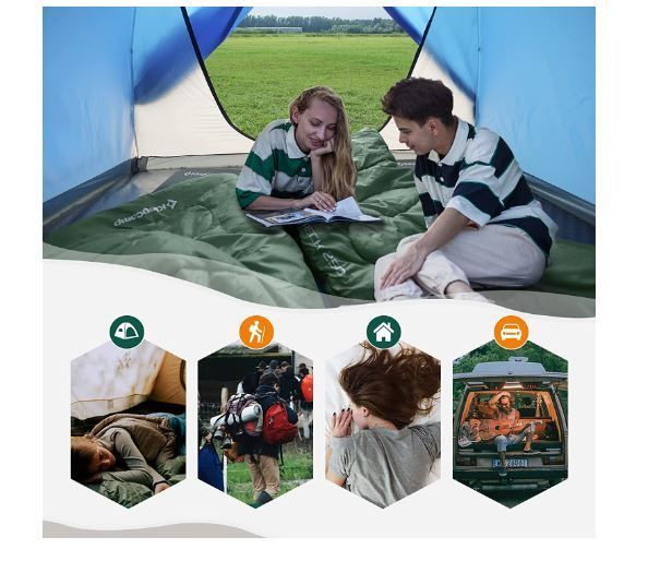 Mummy Sleeping Bag for Adults Kids Children Junior 3 Season Winter Double Layer 300GSM Lightweight Single Compact Thermal Warm