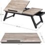 Grey Laptop Table Laptop Stand Breakfast Tray Folding Legs Bed Sofa Height Adjustable for up to 15.6 Inch Laptops 55 x 35 x 23 cm Image 4