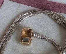 Pandora snake necklace Sterling silver size (40.5cm)gold claps 14k (g585) signs of wear on the clasp please check the all photos