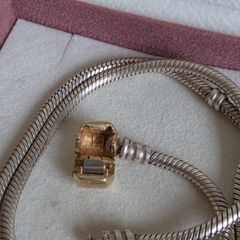 Pandora snake necklace Sterling silver size (40.5cm)gold claps 14k (g585) signs of wear on the clasp please check the all photos