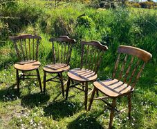 1930s Irish Farmhouse Beech Penny Chairs