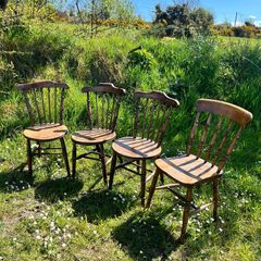 1930s Irish Farmhouse Beech Penny Chairs