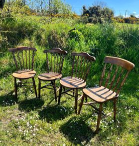 1930s Irish Farmhouse Beech Penny Chairs