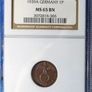 War-time Germany 1939A 1 Reichspfennig NGC Graded MS65 BN Image 3