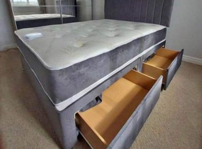 Brand New King Sized Divan Beds. New Tufted Memory Foam Mattresses. And Optional Drawers In Stock