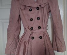 Savida - Pink Double-Breasted Trench Coat