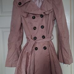 Savida - Pink Double-Breasted Trench Coat