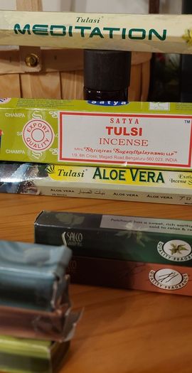 Selection of incense sticks & holder
