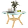 Round side table made of tempered glass with adjustable foot pads and steel frame Image 4