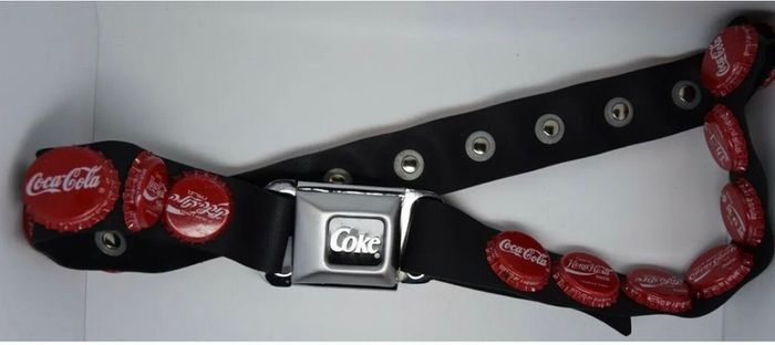 Coca Cola belt with cola caps from all over the world