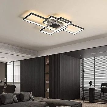 LED Ceiling Light, 45W Modern Dimmable Ceiling Lighting, Square Ceiling Lamp with Remote Control for Living Room Dining Room Bedroom, 2700-6500K Close to Ceiling Light Fixture (Black, 80CM)