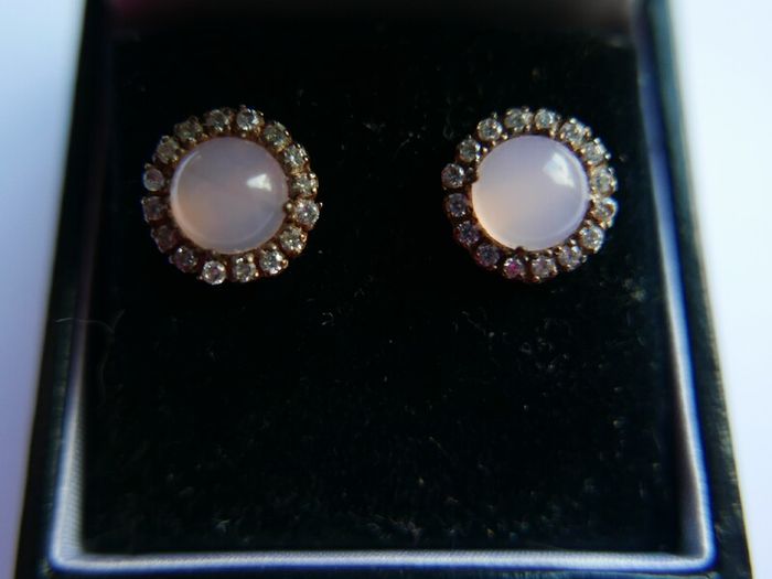 Vintage  Sterling Silver 925 Gold Plated Moonstone agate Earrings 2,6g