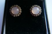 Vintage  Sterling Silver 925 Gold Plated Moonstone agate Earrings 2,6g