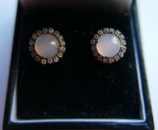 Vintage  Sterling Silver 925 Gold Plated Moonstone agate Earrings 2,6g
