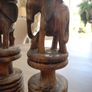 lovely pair of wooden african art handcrafted candlessticks Image 3