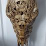 Carved Brown Bull Skull Image 4