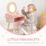Kids Dressing Table, Pink Kids Vanity Table and Chair with 11 Pcs Wooden Makeup Set, Pretend Dresser Desk Chair Set, Girls Vanity for 3 Year Old and Up Image 4