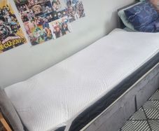 2 Single Beds with mattress, drawers and memory foam mattress toppers