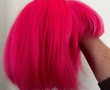 Vibrant Hot Pink Short Bob Wig with Bangs Fringe