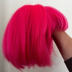 Vibrant Hot Pink Short Bob Wig with Bangs Fringe