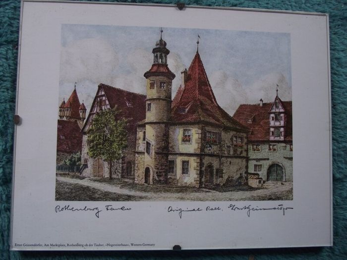 8 X Signed etchings of Rothenburg W. Germany by Ernst Geissendorfer - Circa 1950's