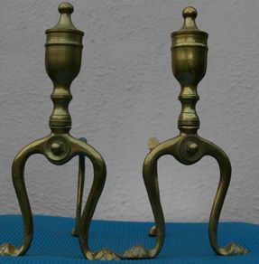 Vintage Pair of Brass Federal Style Andirons / Fire Dogs