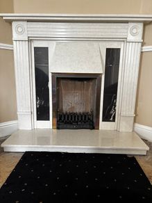 Classical Marble Fireplace Surround, Complete with Hearth & Cast Iron Grate