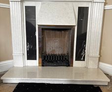 Classical Marble Fireplace Surround, Complete with Hearth & Cast Iron Grate