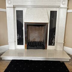 Classical Marble Fireplace Surround, Complete with Hearth & Cast Iron Grate