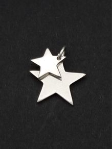 Vintage Signed 925 Sterling Silver Double Star Charm