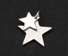 Vintage Signed 925 Sterling Silver Double Star Charm