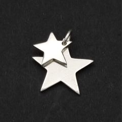 Vintage Signed 925 Sterling Silver Double Star Charm