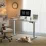 Electric Standing Desk, 120x60cm Height Adjustable Desk with 2 Memory Presets, Quiet Sit Stand Desk for Home Office Bedroom Living Room, Ergonomic Computer Desk with Hooks & Cable Holes, White Image 6