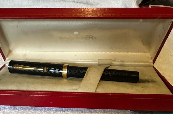 Sheaffer 'No Nonsense' Old Timer Flat Top Fountain Pen in Black Herringbone