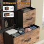 Dresser for Bedroom with 10 Fabric Drawers, Tall Chest of Dreawers, Storage Organizer Closet, Wooden Top, Metal Frame, Mesh Door, Rustic Brown Image 4