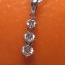 Three diamond pendant and 9ct white gold chain, D18 free reg post Image 2