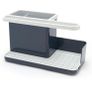 Sink Tidy/Caddy Kitchen Sink Organiser Removable Drip Tray  Non-Slip Grey & White Image 2
