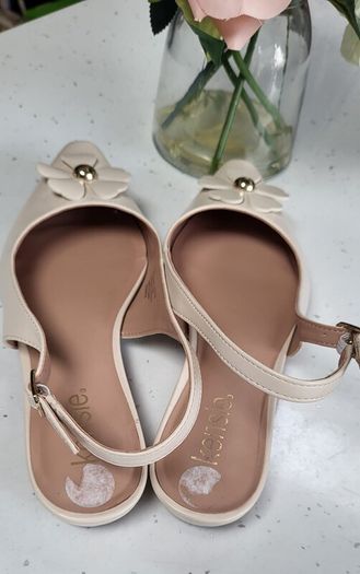 KENSIE beige sling backs with floral detail Sz 7UK