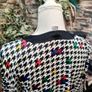Vintage 80s 90s Black and White houndstooth blouse with rainbow colour splash small to medium Image 6