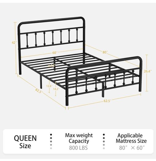 5ft Metal Bed Frame with Victorian Vintage Style