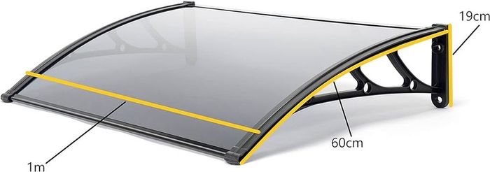 NEW SALE Black Easy Fit 1m Tinted Door Canopy, 100x60x23 cm